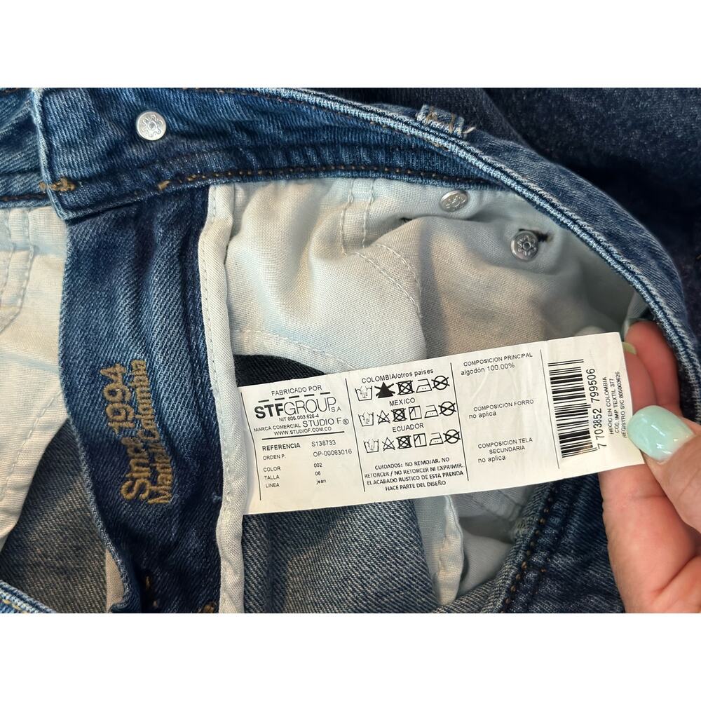 Studio F Linea Jeans Size 2 Ripped High Rise Baggy Boyfriend Medium Washed Denim - Picture 8 of 9